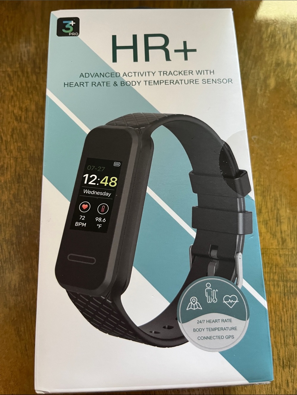 Black Activity Tracker Smartwatch — Heart Rate & Body Temperature